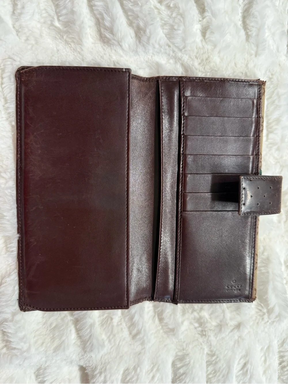Gucci Monogram Canvas Wallet with Green and Red Sherry Line Long Wallet
